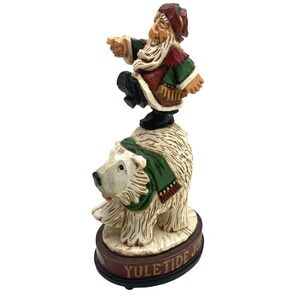 Vtg David Frykman "Oh the Joy" Santa on Polar Bear Figurine 1994 Music Box 9.5in